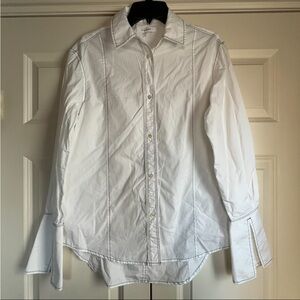 Frame Denim White Button-Down Paneled Cotton Shirt